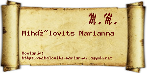 Mihálovits Marianna névjegykártya
